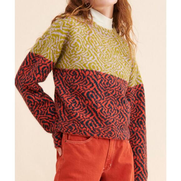 NEW MOZH MOZH COLORBLOCK COBELLI PULLOVER SWEATER FREE PEOPLE SZ XL - Picture 1 of 7